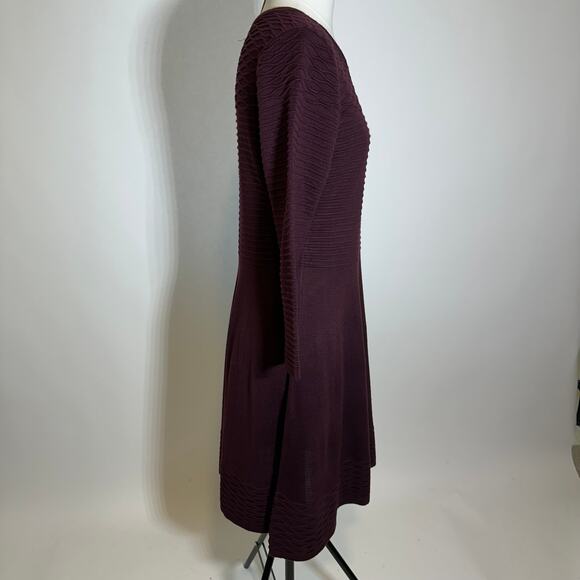 NWT JH Jessica Howard Maroon Ribbed 3/4 Sleeve Sweater Dress Womens Size Medium - Picture 5 of 12